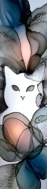 Free abstract cat art bookmarks featuring blue and gray abstract cat art